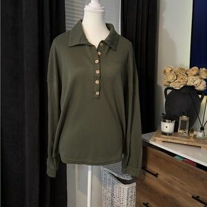 Olive Green Button-Up Shirt